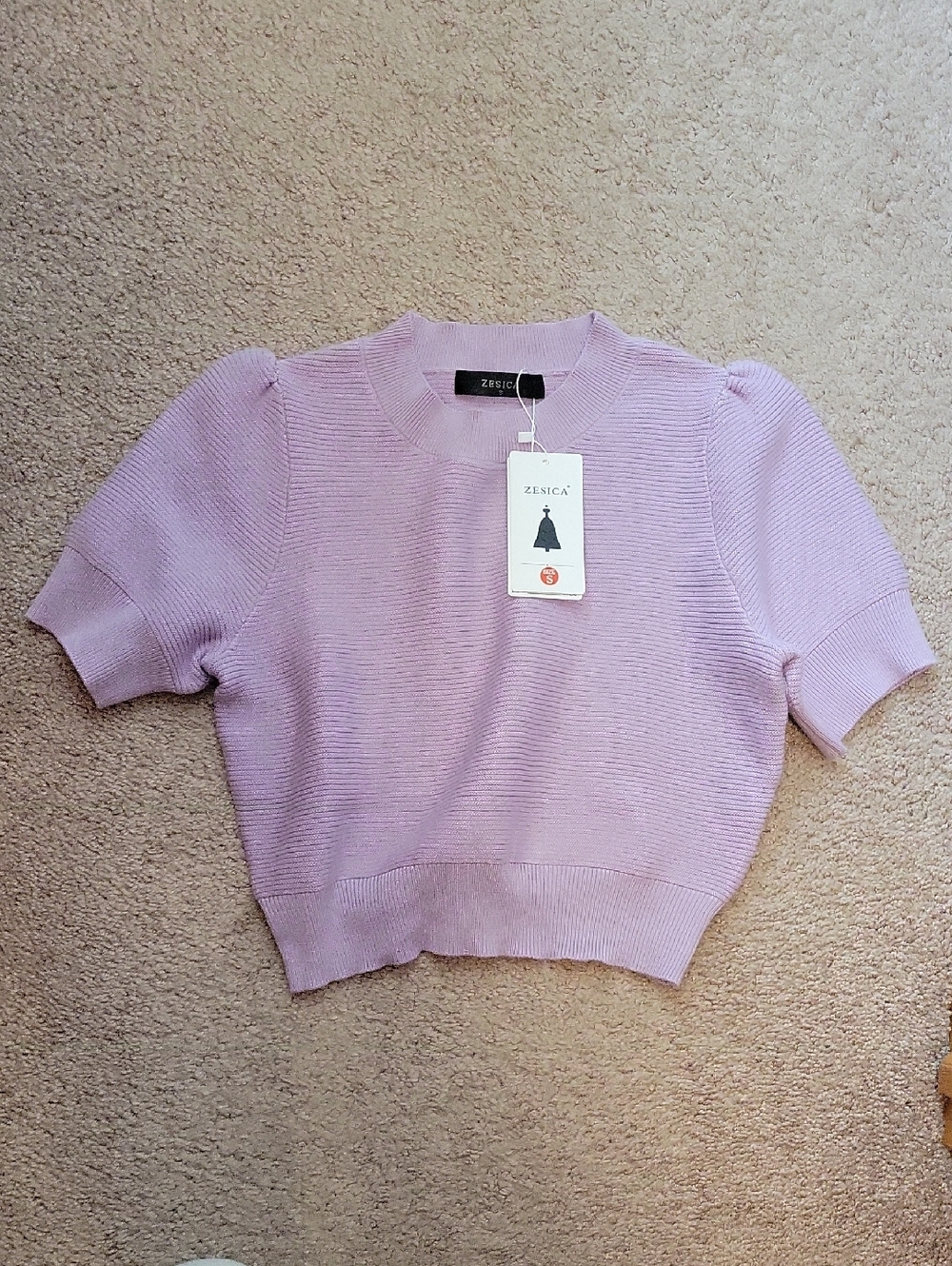 Zesica Lilac Short Sleeve Knit Top